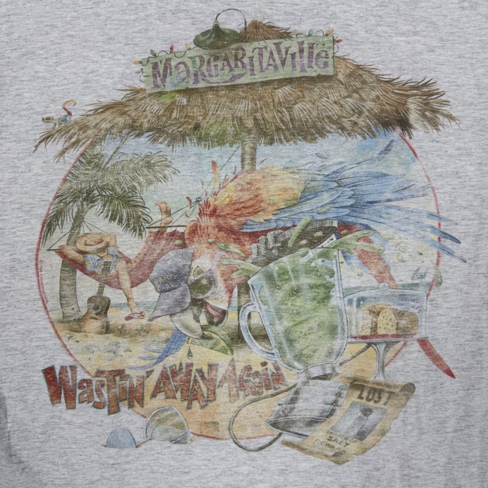 Vintage 90s Margaritaville T Shirt XL 22.5x28 Flip Flop Gray Caribbean Soul Surf